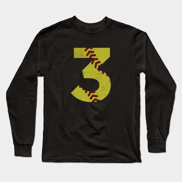 Softball Number Long Sleeve T-Shirt by anupasi